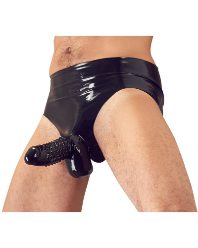 Slip en latex avec étui pénien perlé  Couleur principale:Noir
