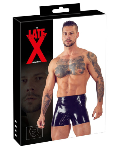 Boxer long en latex avec étuis pénien et anal 