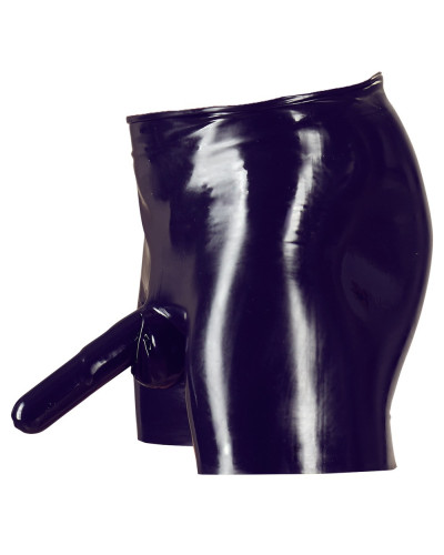 Boxer long en latex avec étuis pénien et anal 