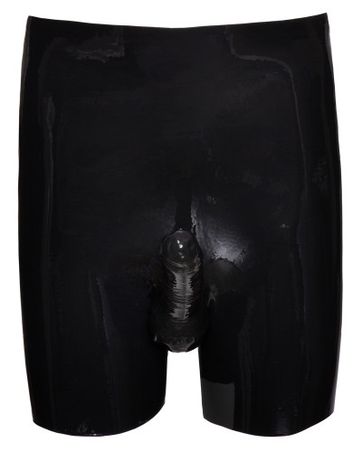 Boxer long en latex avec étuis pénien et anal 