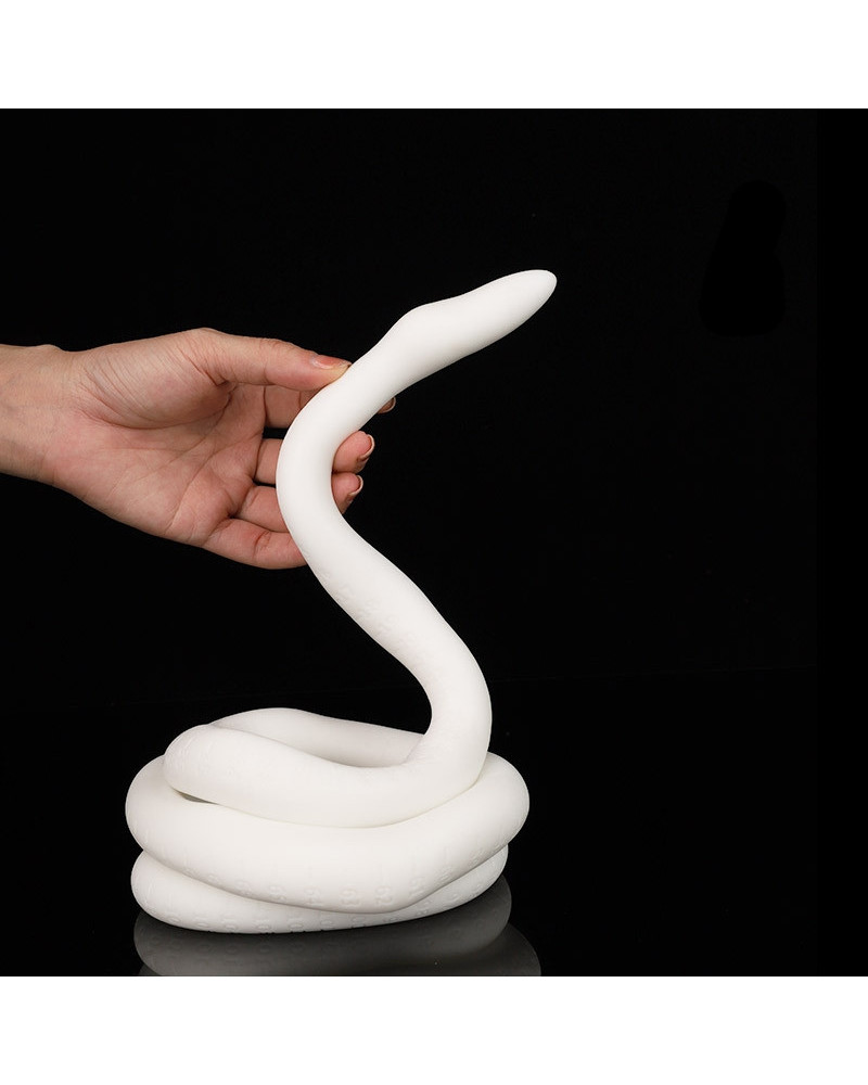 Gode long Ultra Snake 120 x 2.7cm Blanc 