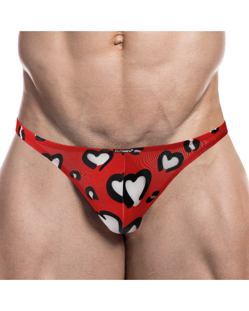 Slip sexy Brazilian Rouge-Coeurs  Couleur principale:Rouge
