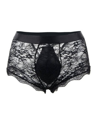 Boxer ouvert en dentelle Lacien Noire  Couleur principale:Noir