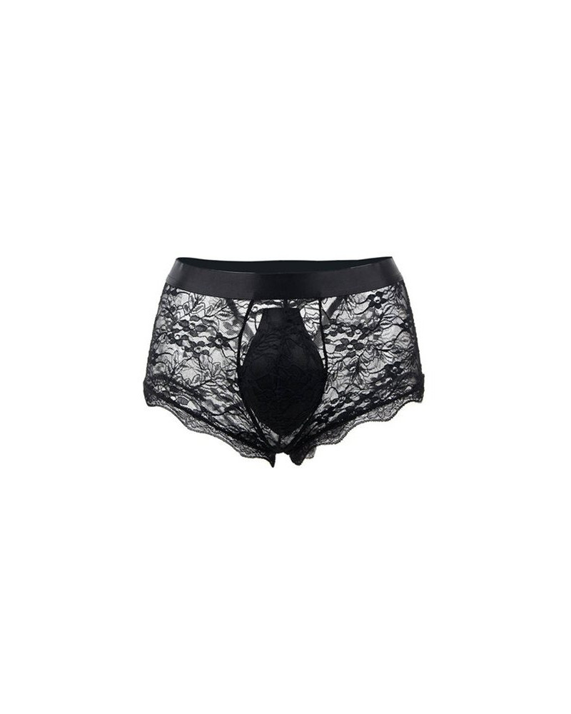 Boxer ouvert en dentelle Lacien Noire  Couleur principale:Noir