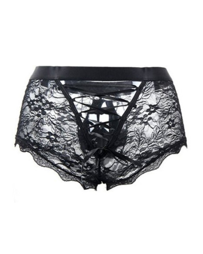 Boxer ouvert en dentelle Lacien Noire  Couleur principale:Noir