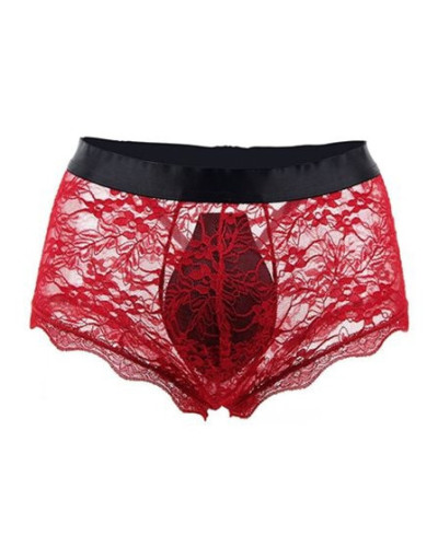 Boxer ouvert en dentelle Lacien Rouge  Couleur principale:Rouge