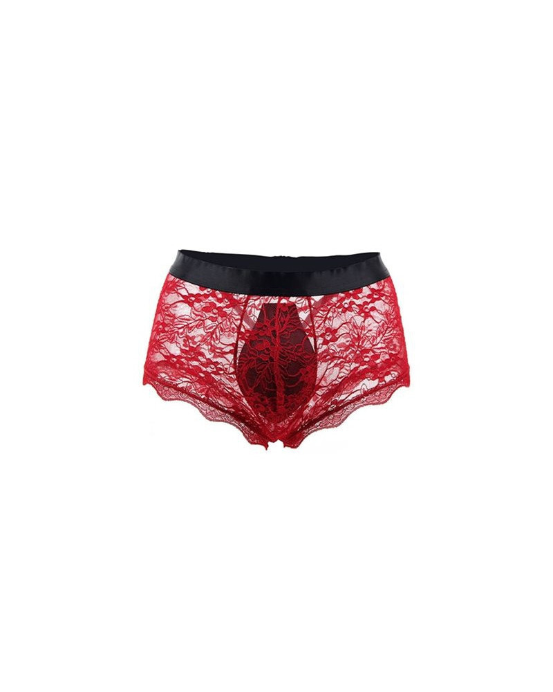 Boxer ouvert en dentelle Lacien Rouge  Couleur principale:Rouge