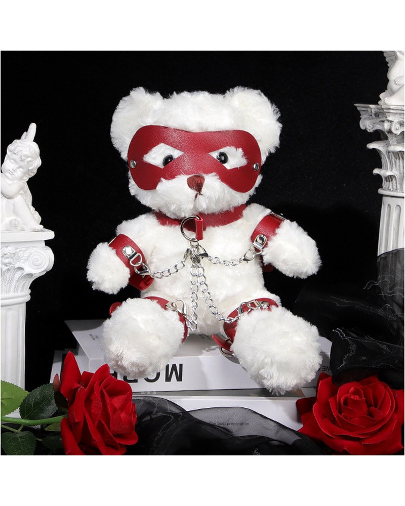 Ours Peluche Teddy Bear Bondage 31cm Blanc 