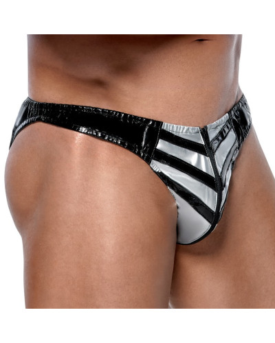 Slip sexy Vinyl Raft Noir-Argenté  Couleur principale:Noir Couleur secondaire:Gris