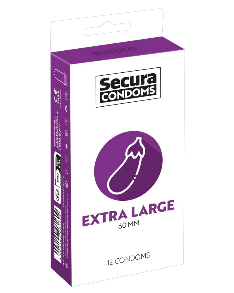 Préservatifs XXL en latex Extra Large x12 