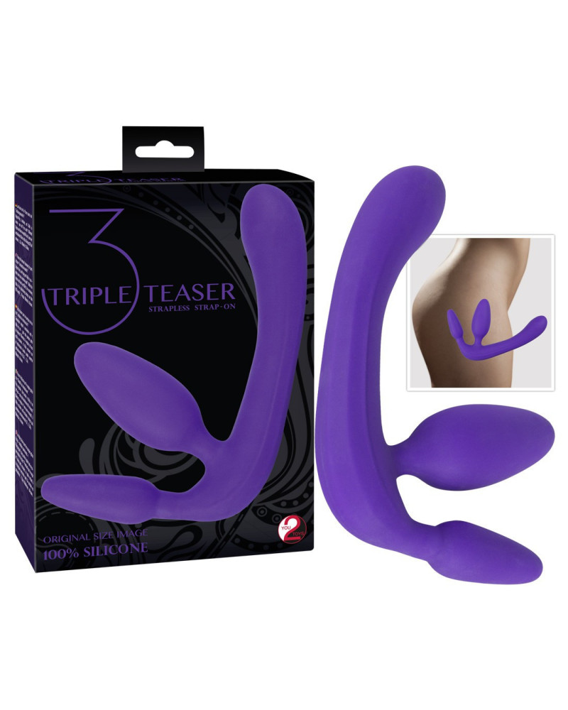 Gode Ceinture Triple Teaser - Mauve 