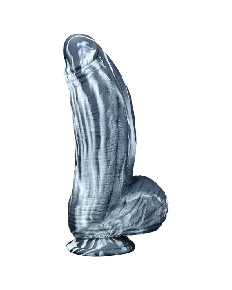 Gode silicone Fat Dick 18 x 6.5cm Noir-Blanc 