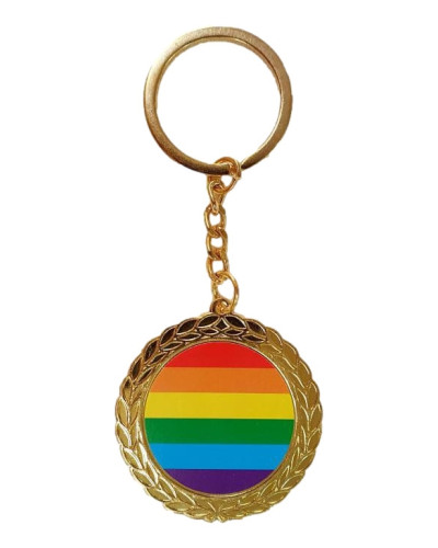 Porte-Clé Médaille Rainbow Doré 