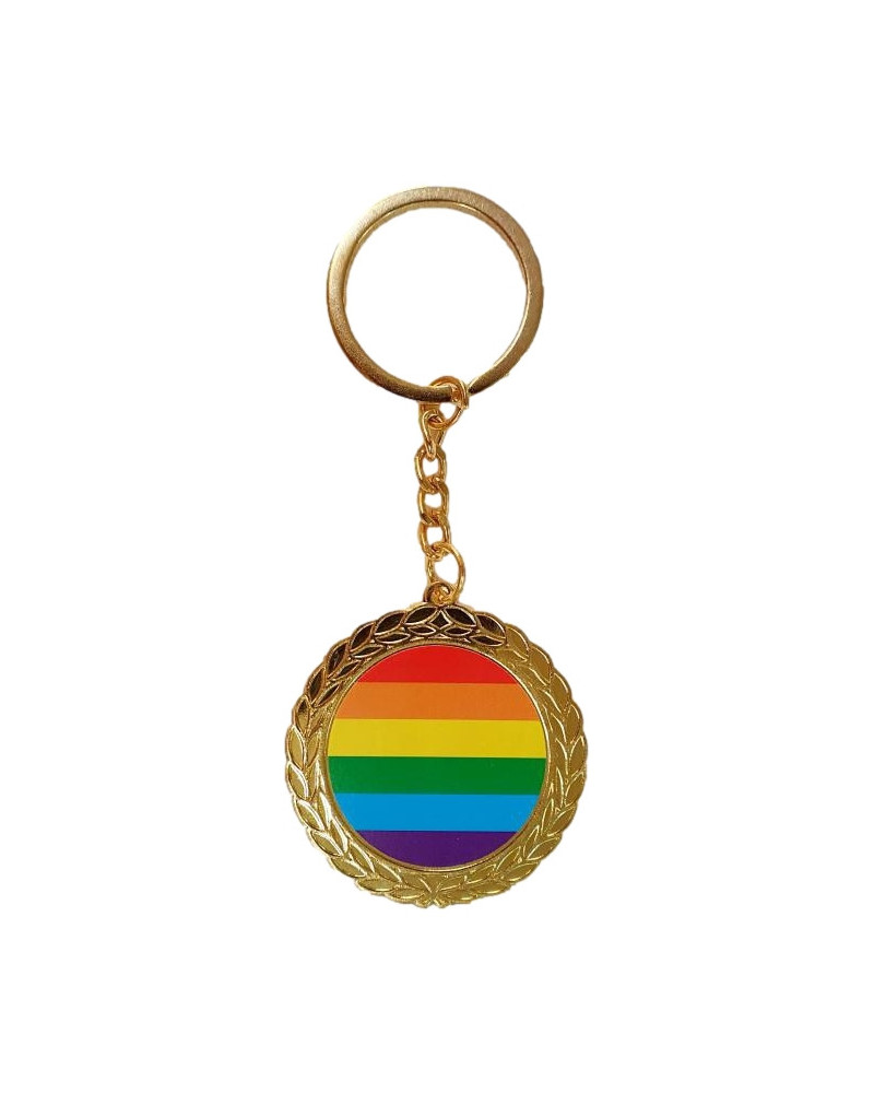 Porte-Clé Médaille Rainbow Doré 