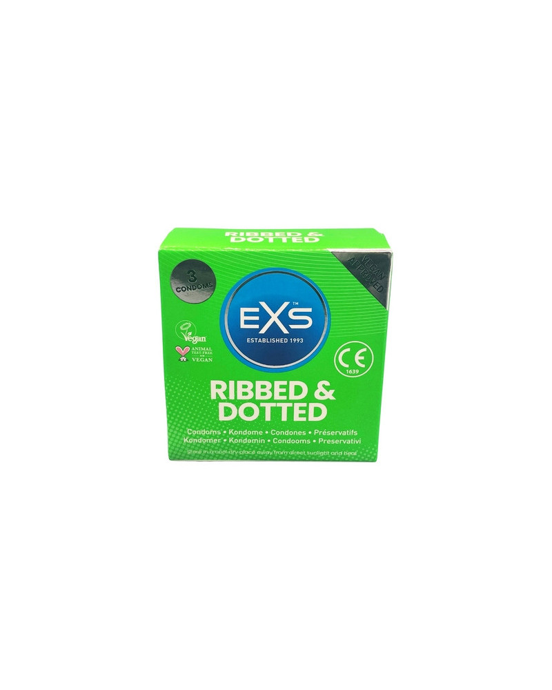 Préservatifs texturés Ribbed & Dotted x3 