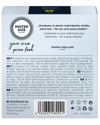 Préservatifs MISTER SIZE 49mm x3 