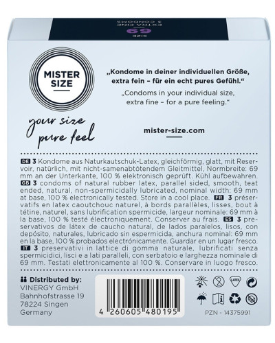 Préservatifs MISTER SIZE 69mm x3 