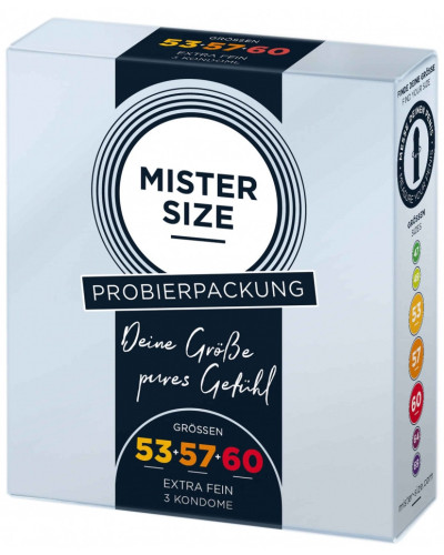 Préservatifs MISTER SIZE Échantillon 3 tailles 53, 57 et 60mm 