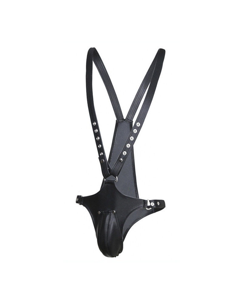 Singlet Open Rompers Simili Noir 