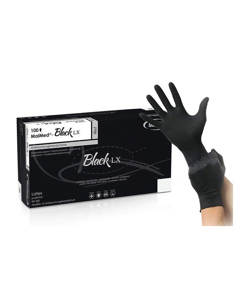 Gants en Latex non poudrés BLACK LX Noir x100  Couleur principale:Noir