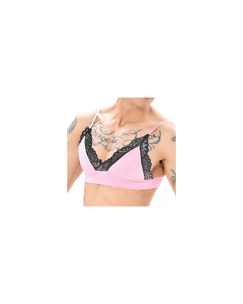 Soutien-Gorge Lace Border Rose-Blanc  Couleur principale:Rose Couleur secondaire:Blanc