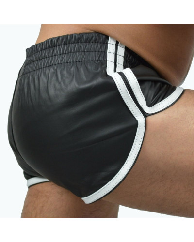 Short Imitation Cuir Sports Line Noir-Blanc  Couleur principale:Noir Couleur secondaire:Blanc
