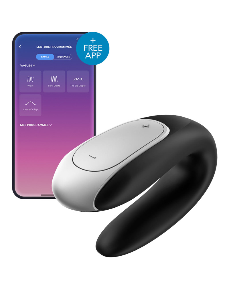 Double stimulateur connecté Double Fun Satisfyer Noir 