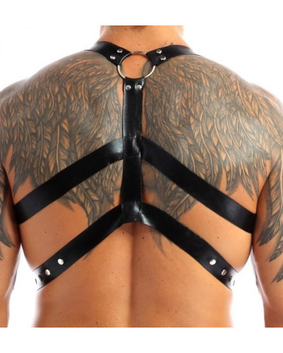 Harnais lanières Fines Thin Chest Simili Noir 