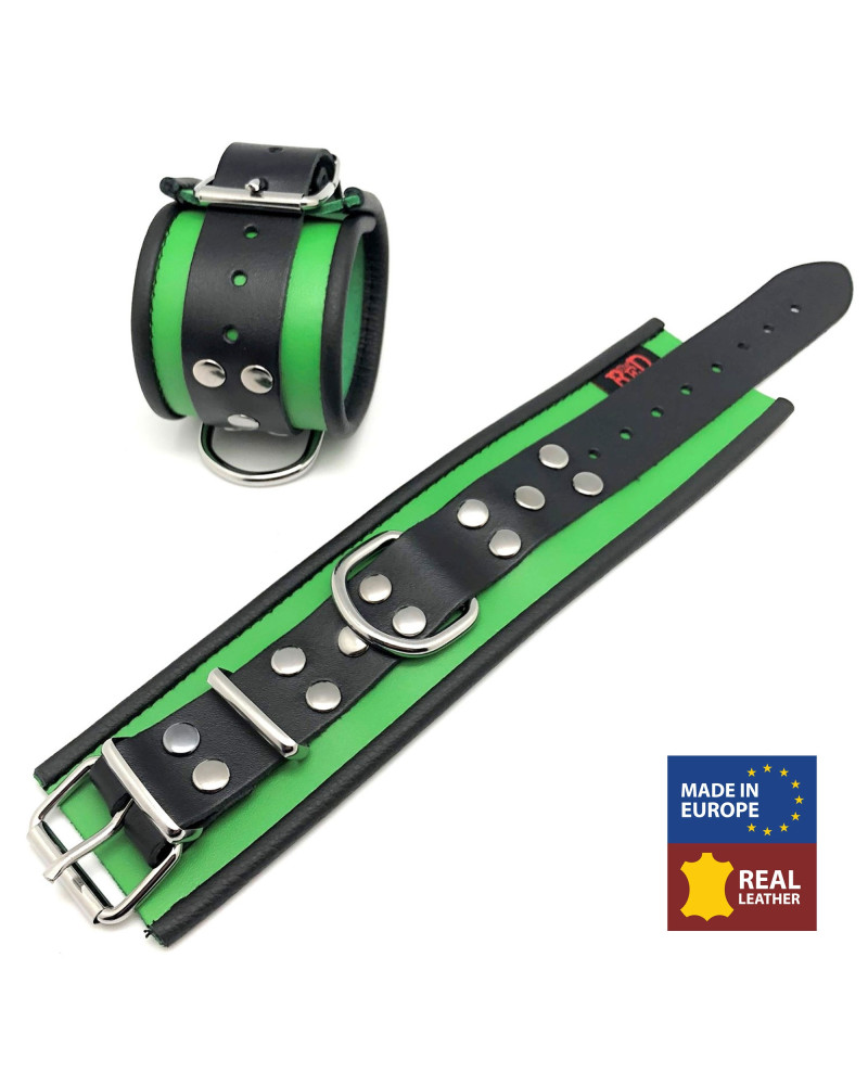 Menotte en cuir - Vert/ Noir 