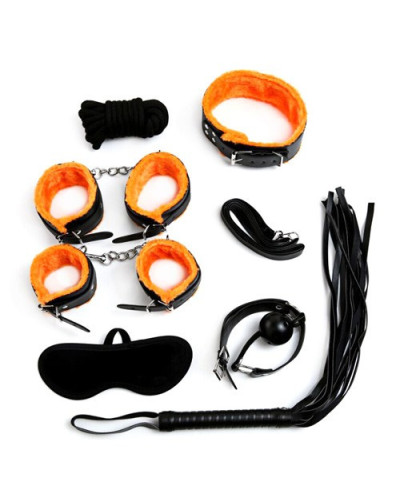 Kit Bondage 7 Pièces Noir/Orange 