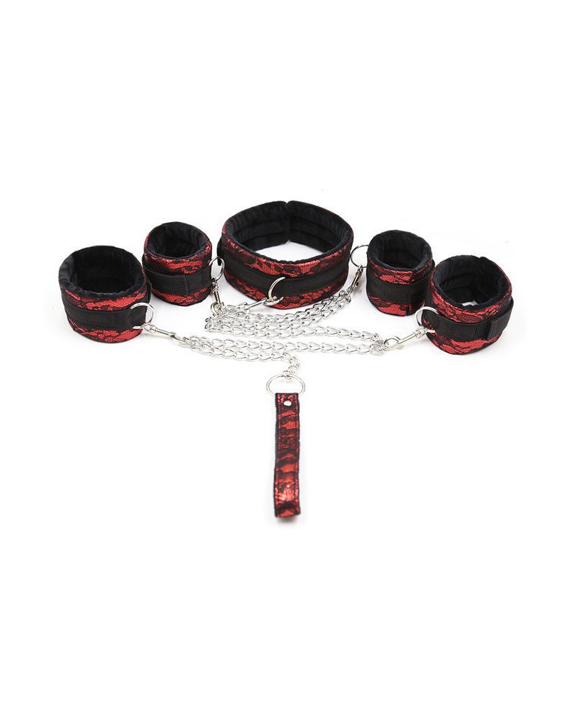 Kit Bondage Collier + Menottes Rouge 