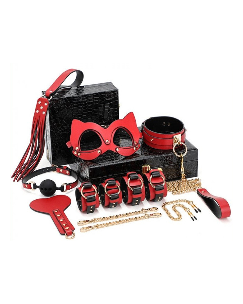 Coffret BDSM Luxury Noir-Rouge 8 Pièces 