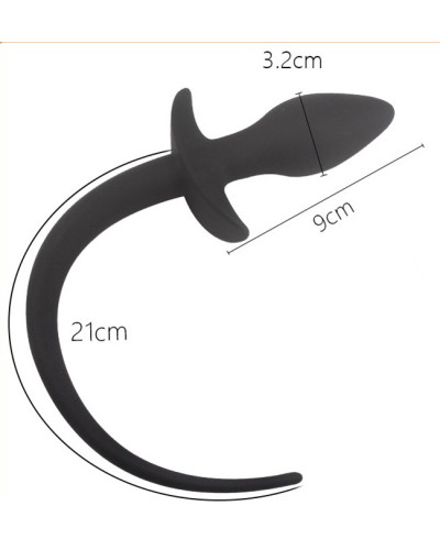 Plug Queue de chien silicone 7.5 x 3.1cm Noir 