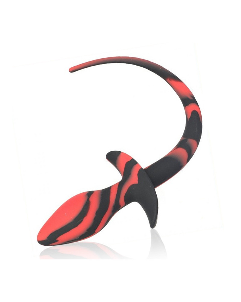 Plug Queue de chien Silicone 7.5 x 3.1cm Noir-Rouge 