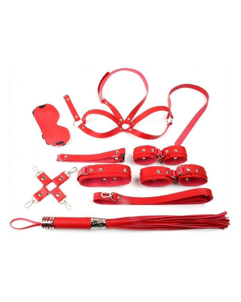 Coffret Bondage SM OBEDIENCE 10 Pièces Rouge 