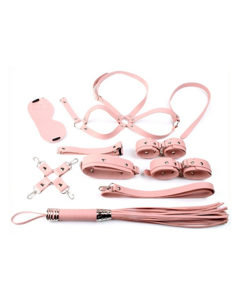Coffret Bondage SM Obedience 10 Pièces Rose 