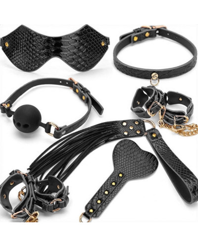 Kit BDSM 7 Pièces Caïman Noir 