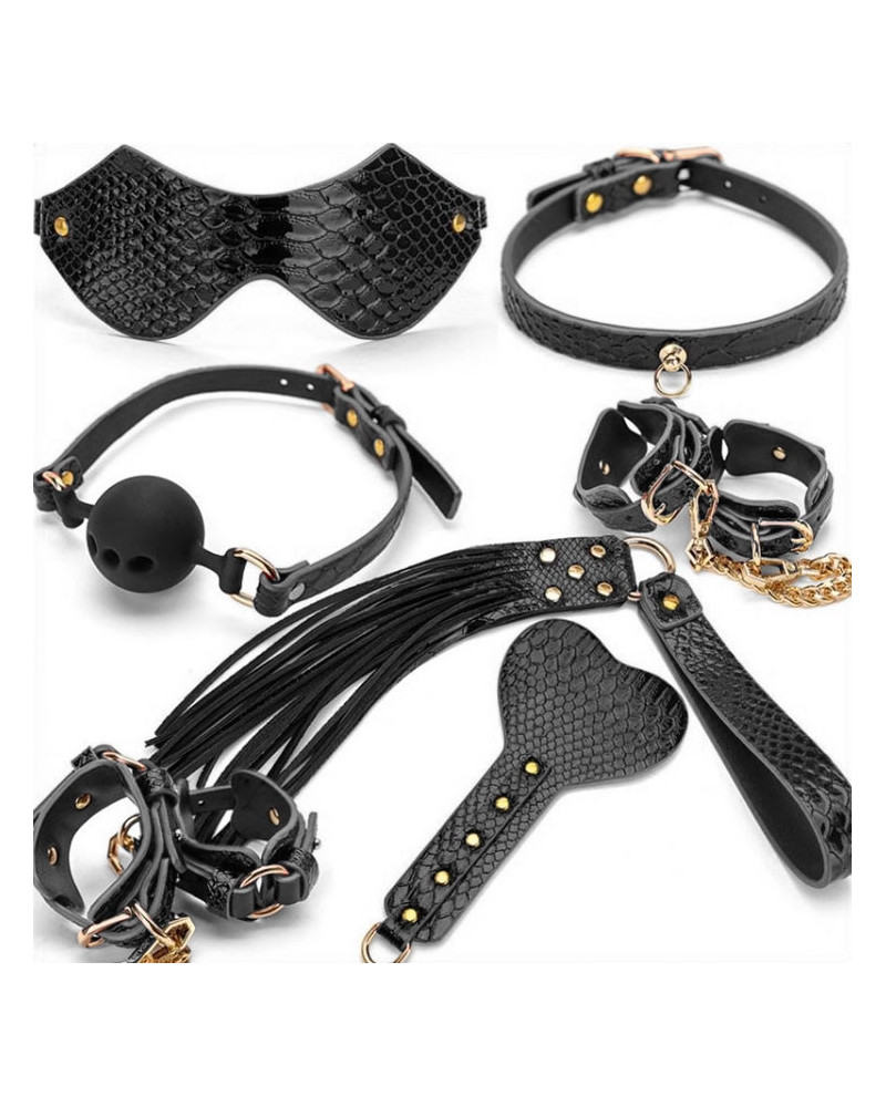 Kit BDSM 7 Pièces Caïman Noir 